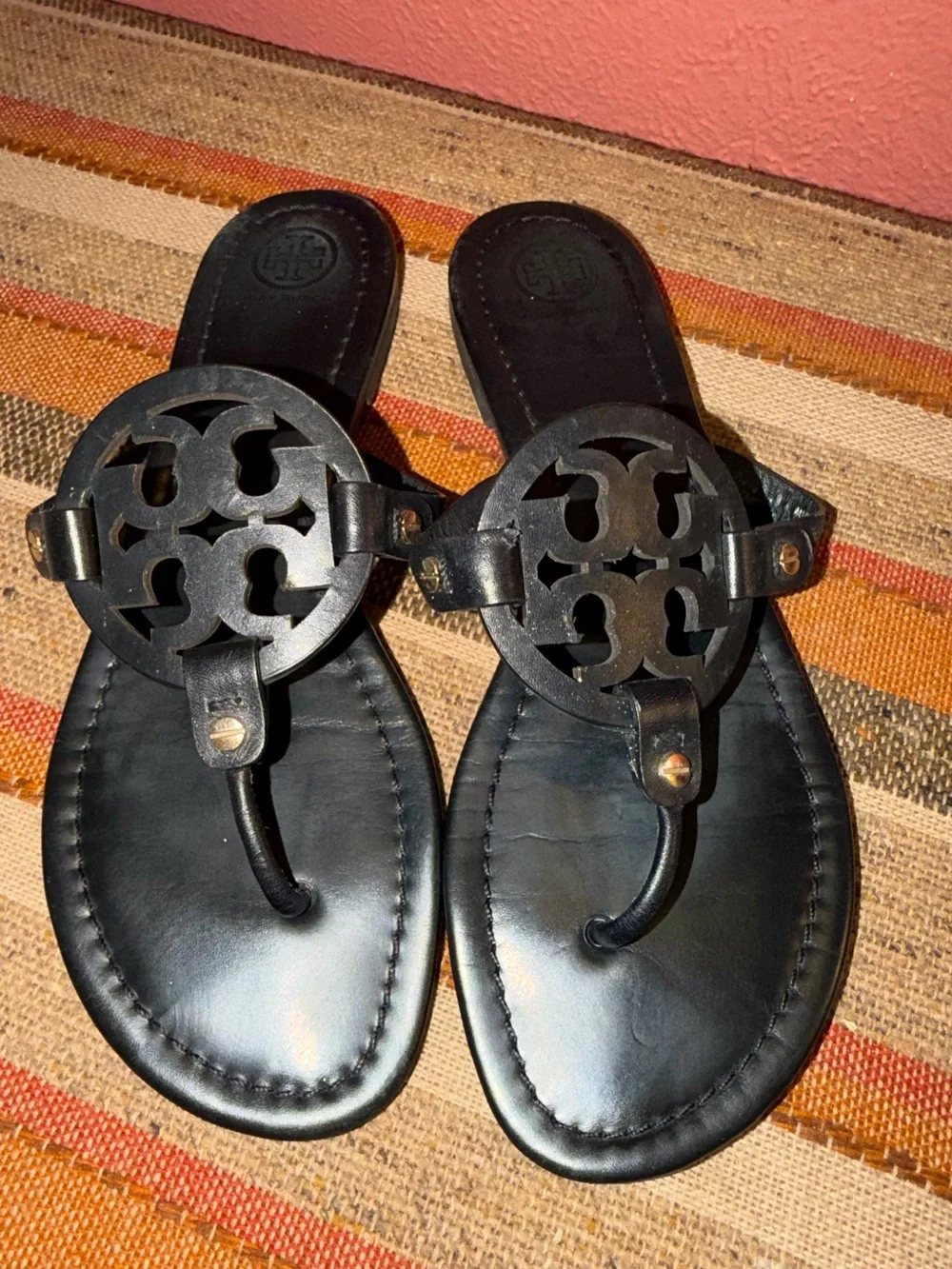 Tory Burch Black Miller Sandals Size 10